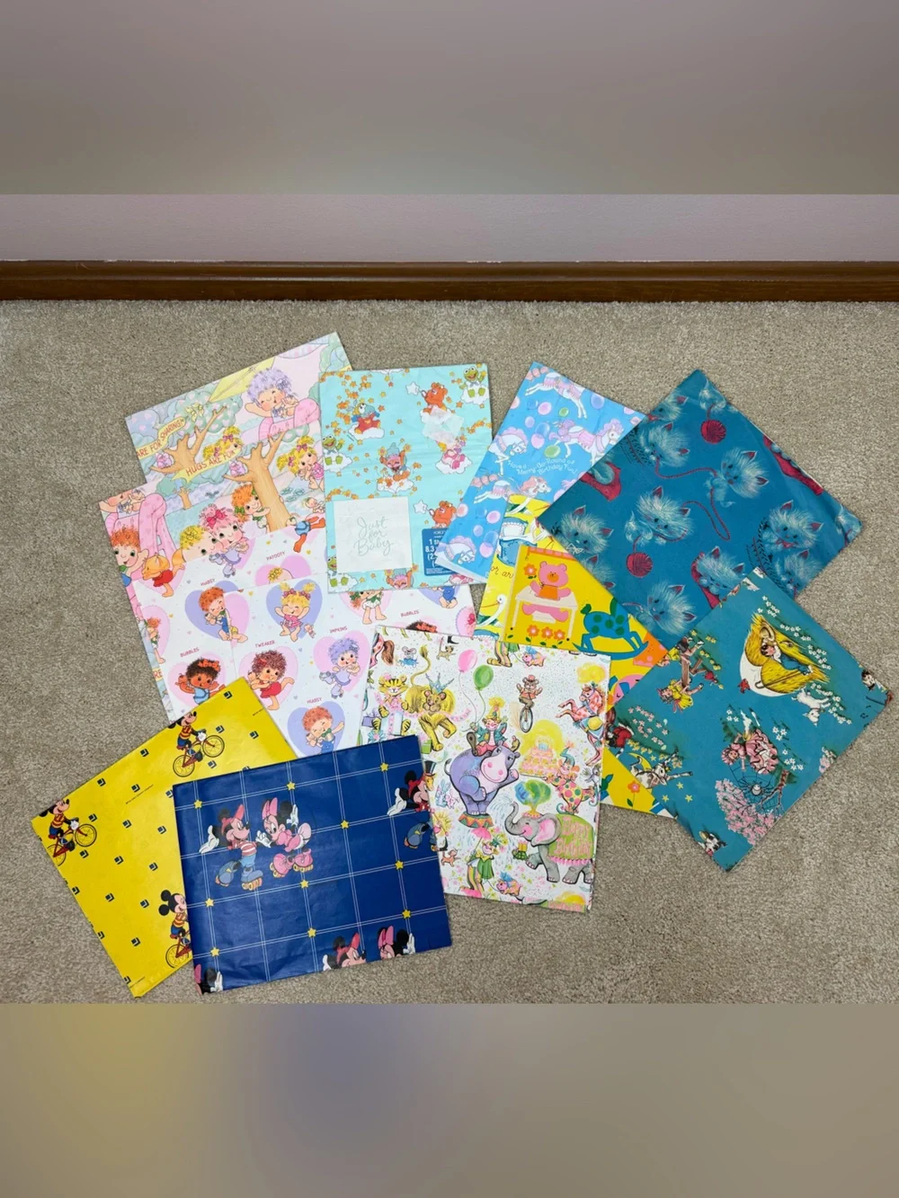 VINTAGE | baby & kids wrapping paper lot retro Mickey birthday